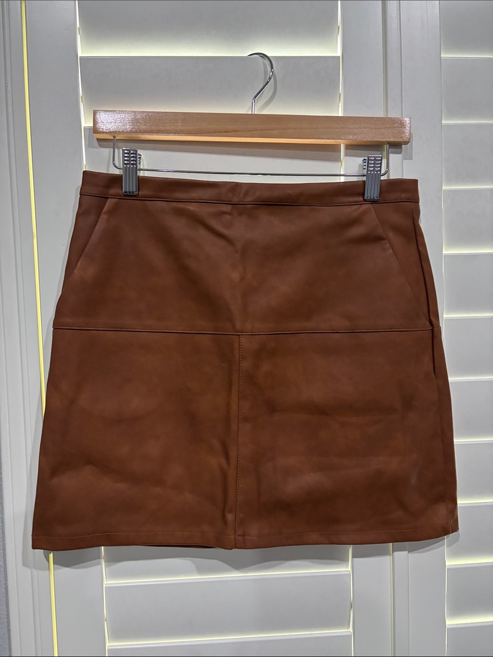 Shinestar Brown Faux Leather Mini Skirt